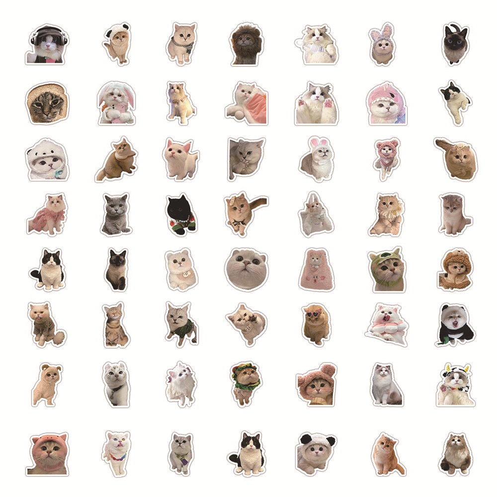 60pc Stiker Anjing Kucing Lucu Kucing Realistis Ins Gaya Korea Casing Ponsel Tablet Sticker