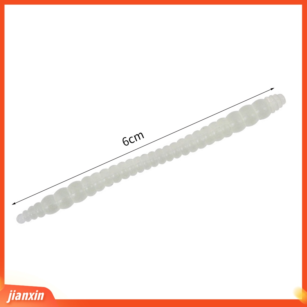 (In Stock) 50Pcs /Pack 6cm PVC Umpan Pancing Ultralight Tahan Aus Desain Neon Umpan Cacing Tanah Fishing Tackle