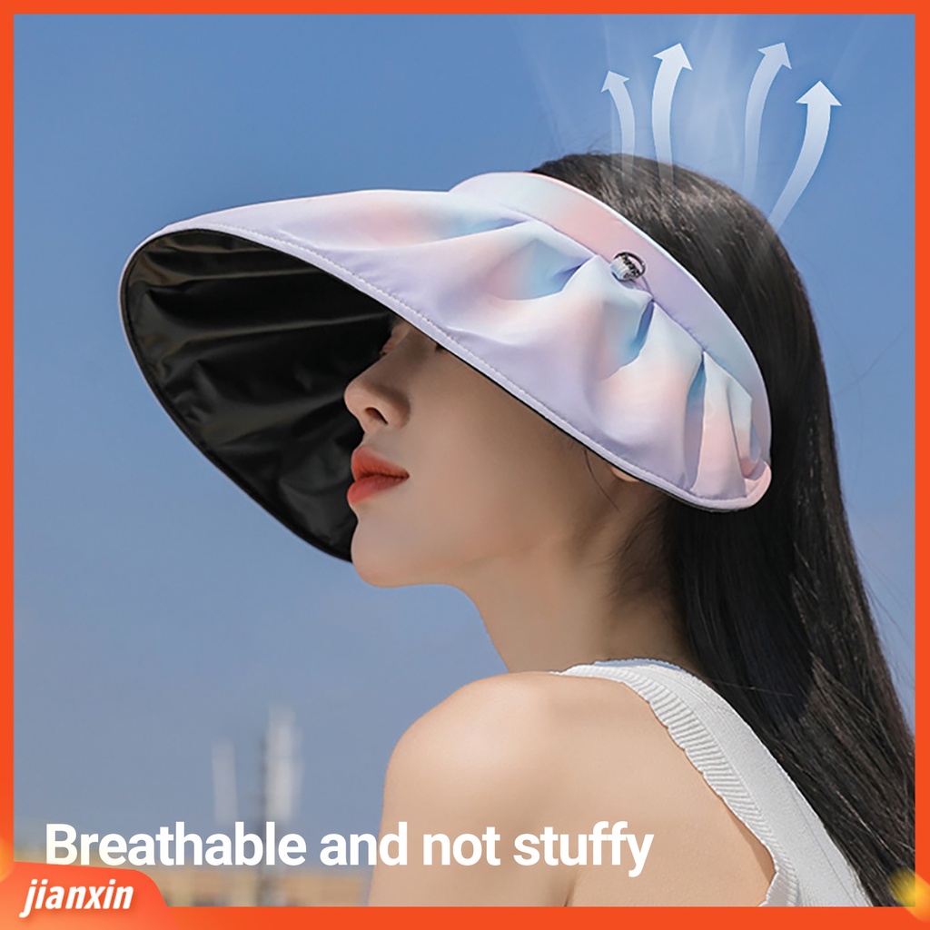 (In Stock) Wanita Sunhat Elastis UV-proof Kosong Top Gaya Korea Bentuk Kerang Topi Pinggiran Lebar Untuk Outdoor