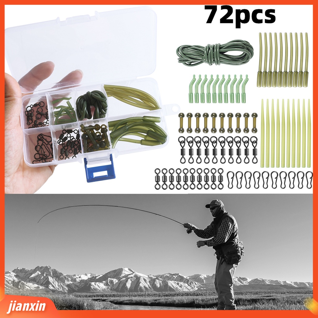 (In Stock) 72 Pcs/Set Selang Pancing Set Multifungsi Dapat Digunakan Kembali Dengan Manik-Manik Pin Berputar Anti Lengan Kait Stop Manik-Manik Alat Set Perlengkapan Ikan Gurame