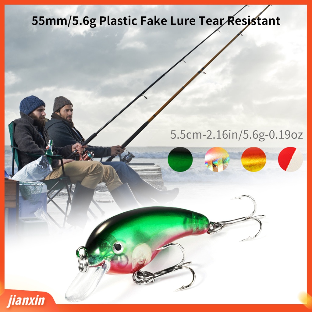 (In Stock) 55mm /5.6g Umpan Palsu Plastik Tahan Sobek 3D Mata Mengambang Umpan Dengan Kait Treble Aksesori Memancing