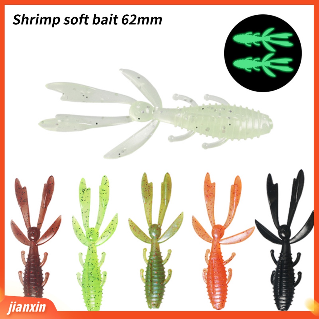 (In Stock) 20Pcs 1.8g 62mm Menarik Umpan Pancing Mudah Digunakan Karet Udang-Tipe Fleksibel Umpan Lembut Untuk Outdoor