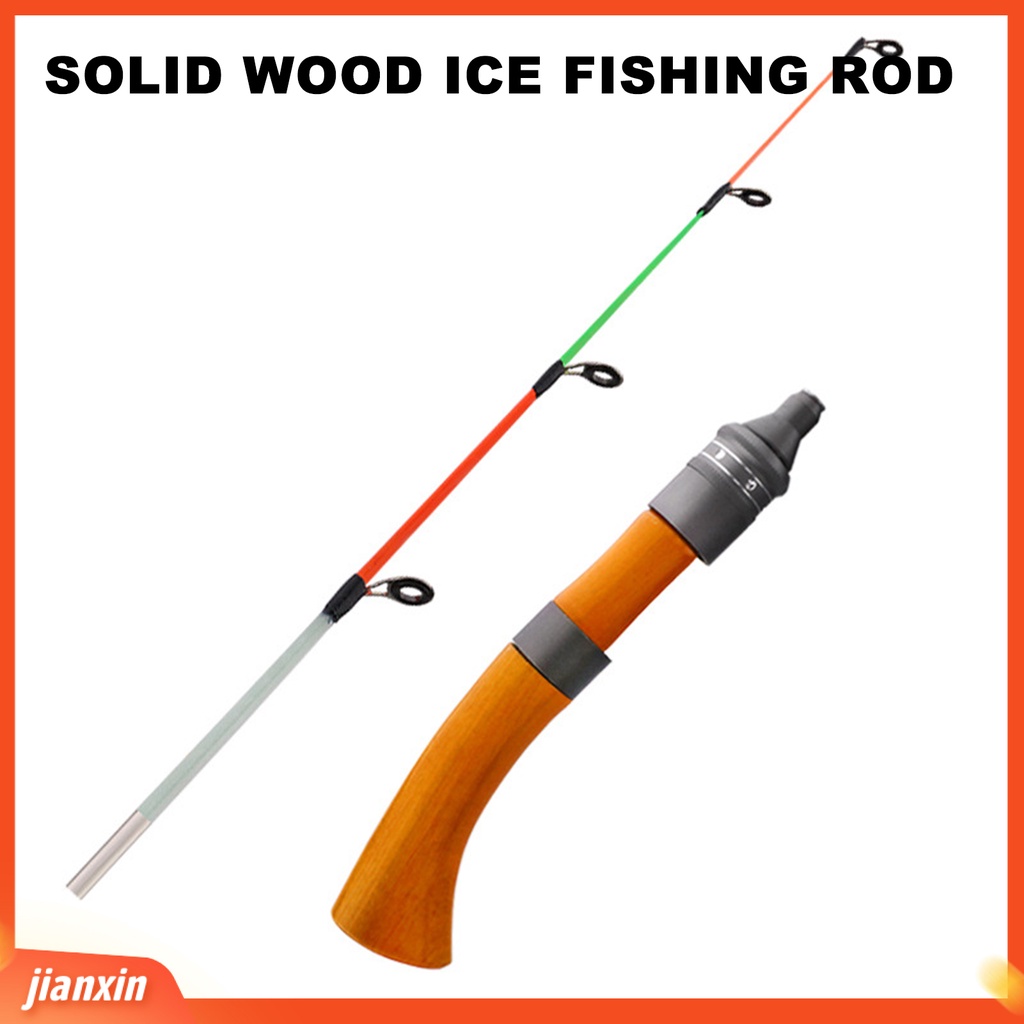(In Stock) Tiang Pancing Es Musim Dingin 59cm 2bagian Anak Fish Rod Gagang Kayu Solid