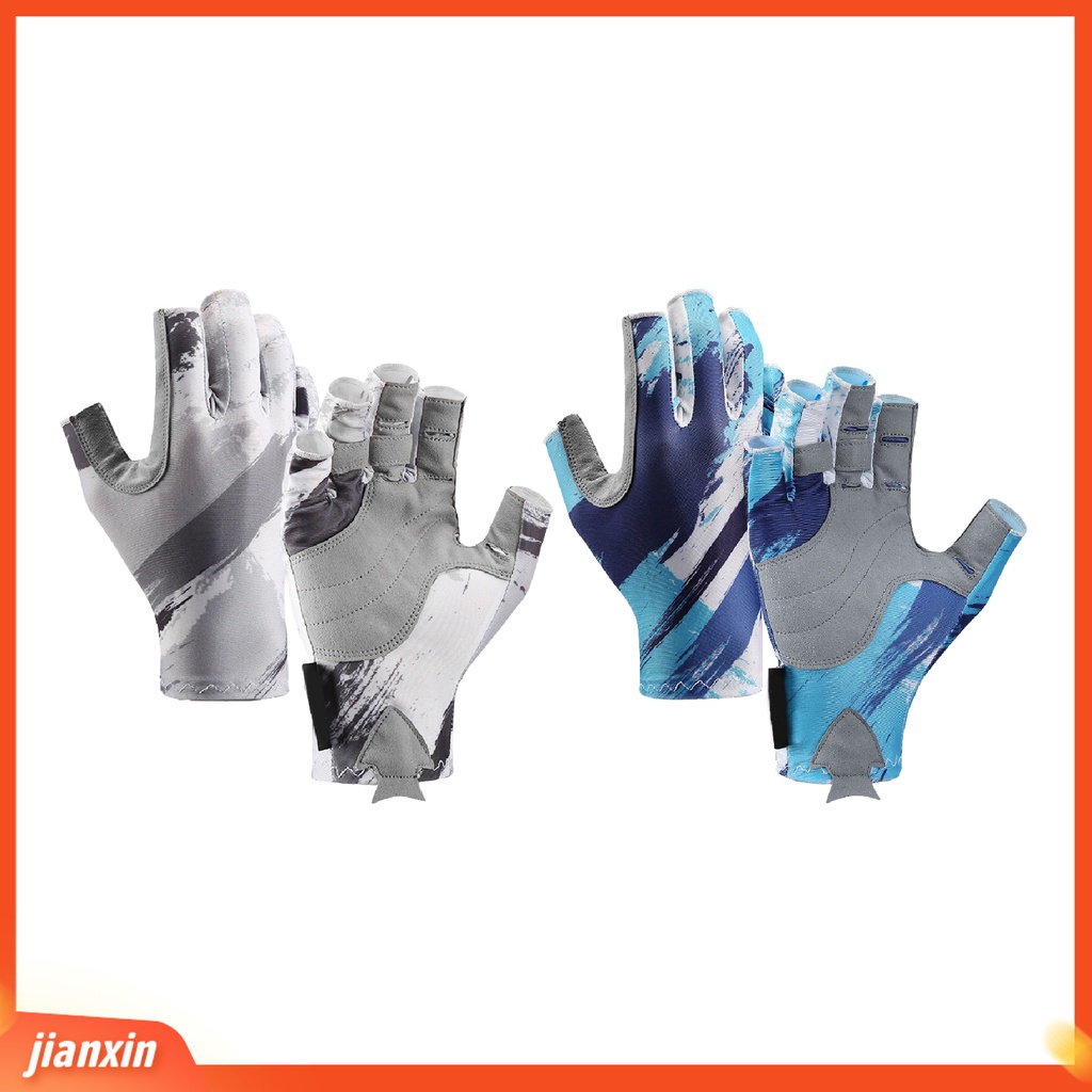 (In Stock) 1pasang Sarung Tangan Fingerless Luar Ruangan Musim Panas Perlindungan Matahari Ultra-Tipis Non-Slip Untuk Memancing Camping Bersepeda