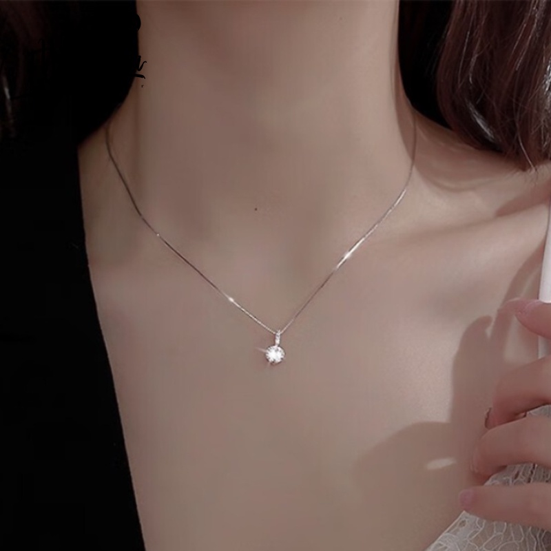 We Flower Elegan Bersinar Berlian Imitasi Liontin Kalung Untuk Wanita Chic Geometris Zirkon Choker Fashion Rantai Perak Kalung Perhiasan Aksesoris
