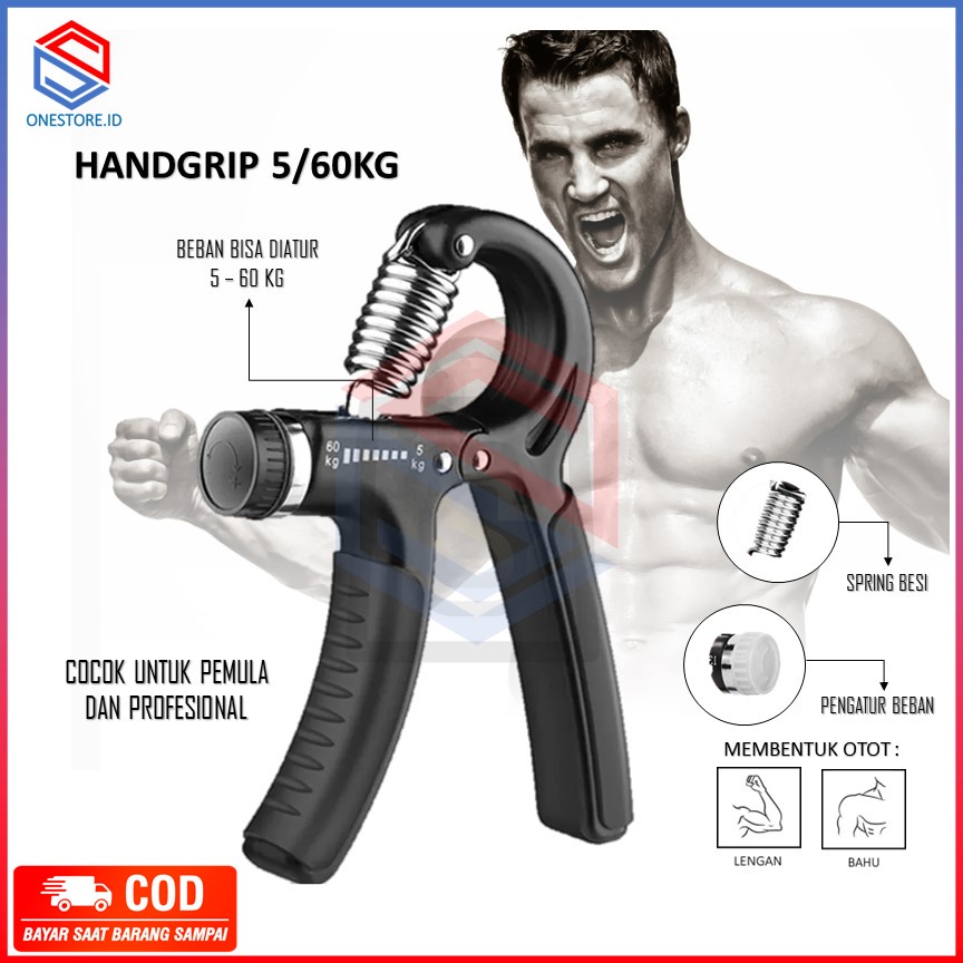 Handgrip Hand Grip 5-60 kg Handgrip Alat Gym Fitness Penguat Otot Tangan Dan Lengan