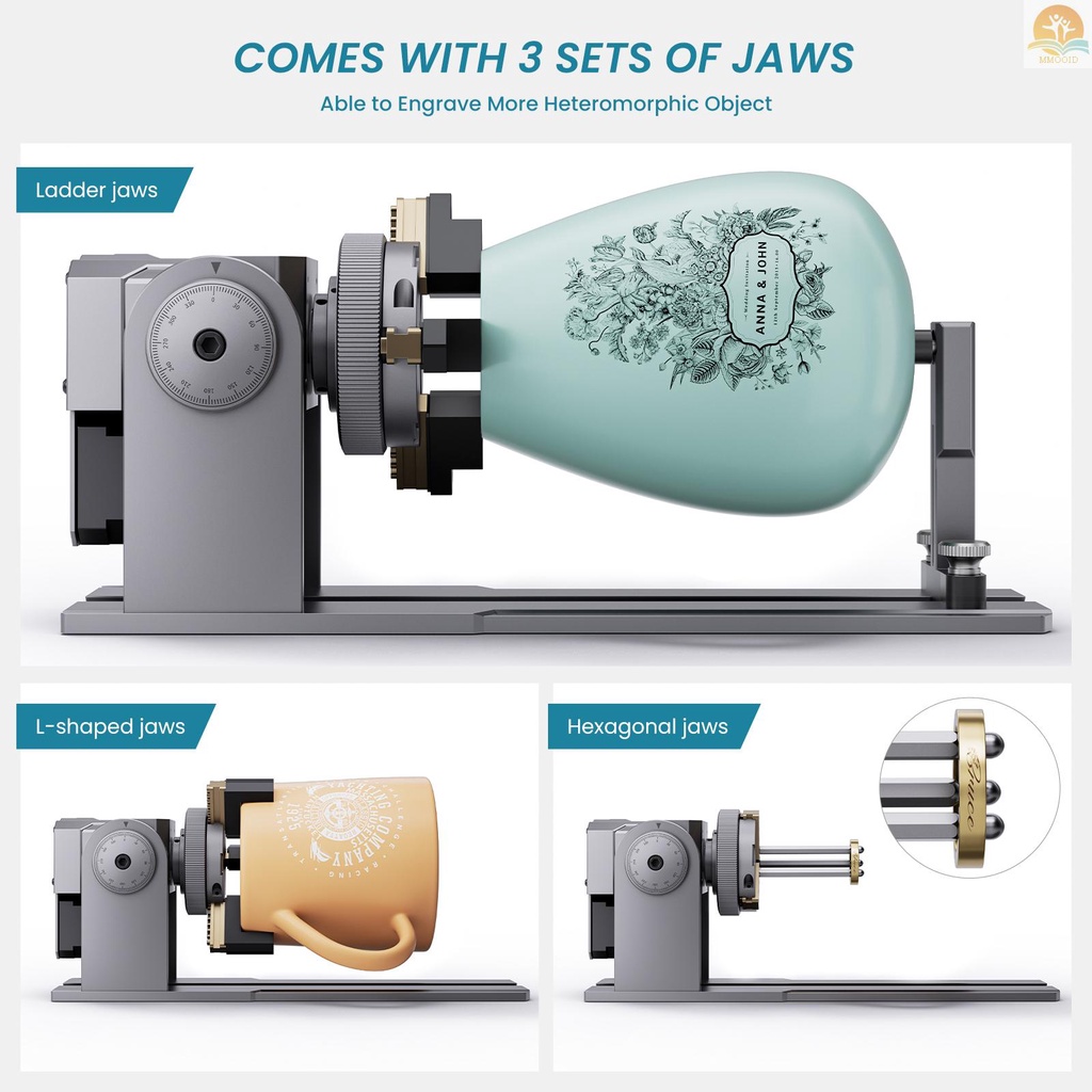 In Stock Atomstack Maker R1 Chuck Multi Fungsi Dengan 3set Rahang Diameter Yang Dapat Disesuaikan Dan Sudut Penyangga Cincin Ukiran Dan Grafir Gelas Objek Bulat Dengan Pegangan Atau Tidak Teratur