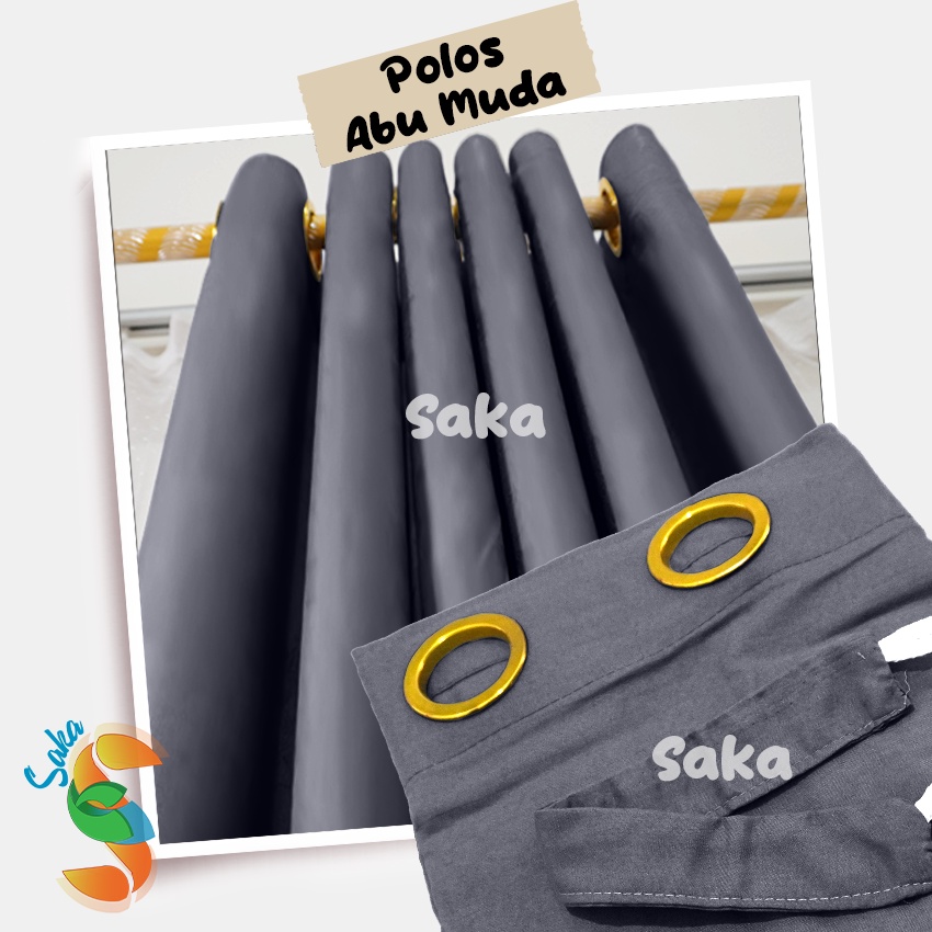 TIRAI PINTU DAN GORDEN JENDELA POLOS EMBOS SMOKERING 12 LUBANG KORDEN HIJAU SAGE