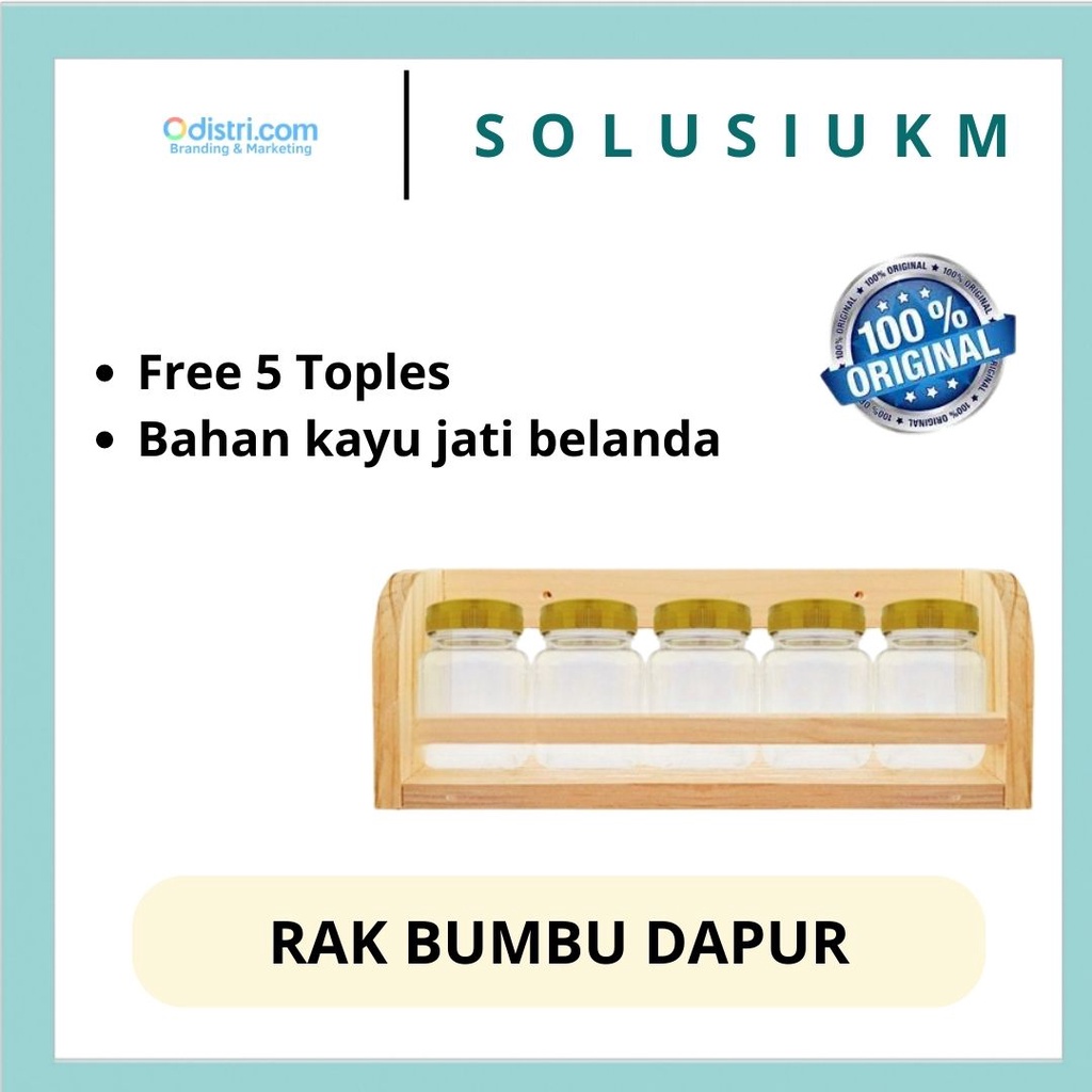 Rak Tempat Bumbu Kayu Murah Tempat Bumbu Dapur Susun Kayu isi 5 Toples 200ml Wadah bumbu estetik
