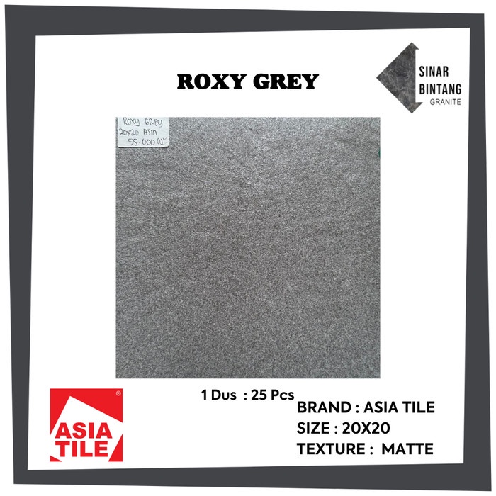 Keramik Ruangan | Lantai Kamar Mandi 20x20 Roxy Grey