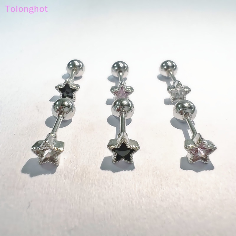 Tolonghot&gt; 1Pcs Titanium Steel Zirkon Bintang Telinga Tulang Kuku Spiral Stud Anting Untuk Wanita Gadis Pesta Perhiasan Hadiah well