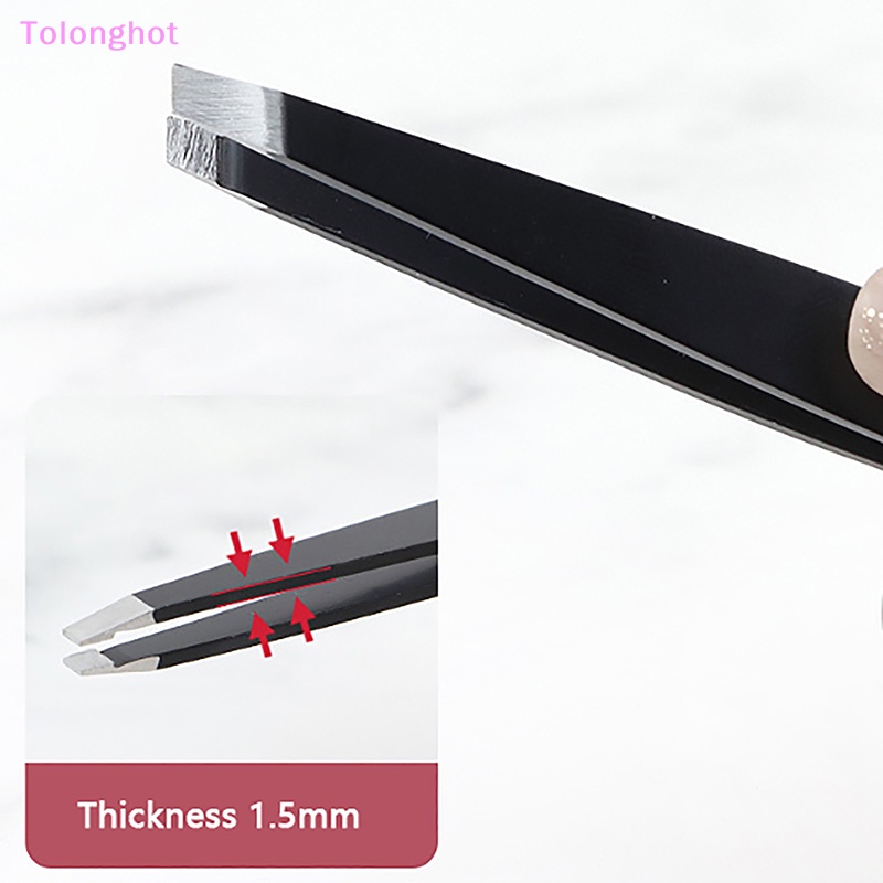 Tolonghot&gt; Penjepit Alis Stainless Steel Klip Alis Mata Miring Penghilang Bulu Alat Makeup Eyelashes Extension Aplikasi Kelopak Mata Ganda Sumur