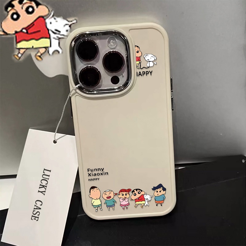 IPHONE Tombol Logam Casing Ponsel Silikon Kompatibel Untuk Iphone14 13 12 Pro Max Soft Casing Pasangan Lucu Shockproof Cover Cell Precticer