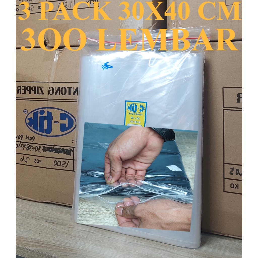 plastik klip / 30x40 3 pack 300 lembar / plastik ziplock / plastik bening / plastik baju / plastik packing / plastik pe tebal / plastik zipper / plastik sepatu / plastik olshop / plastik sablon / plastik custom / plastik