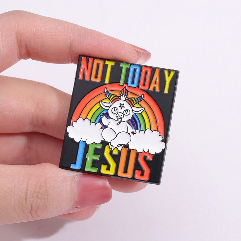 Kreatif Bukan Hari Ini Yesus Enamel Pin Pelangi Awan Pin Kerah Lencana Kartun Perhiasan Hadiah Untuk Teman