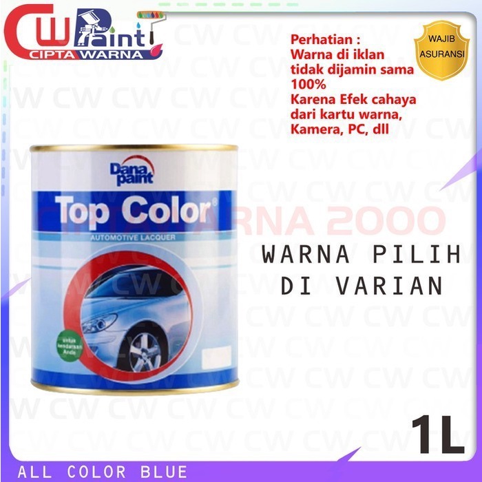 TOP COLOR METALLIC DANA PAINT CAT DUCO MOBIL 1 LITER WARNA RED MERAH - CWK