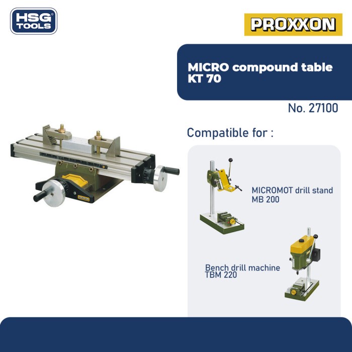 PROXXON 27100 MEJA BOR DUDUK MILLING TABLE MICRO COMPOUND TABLE KT70