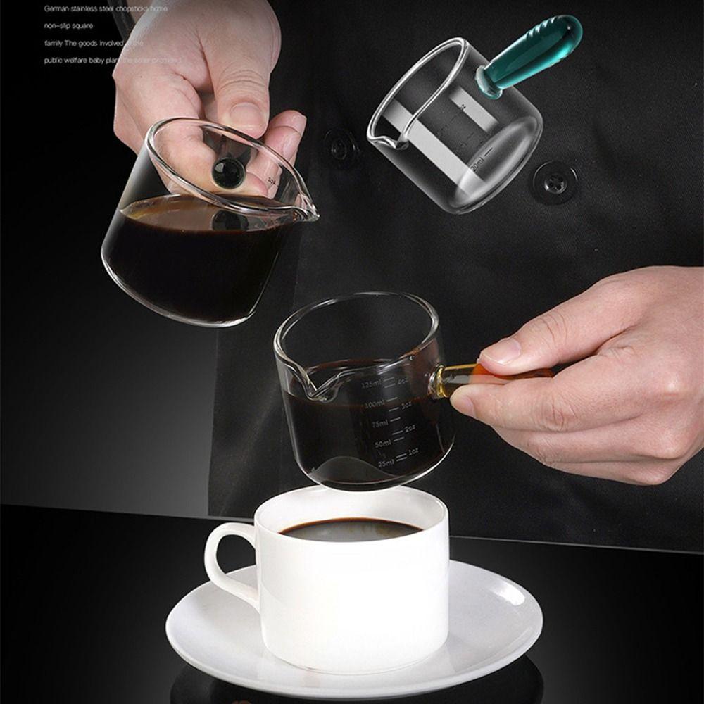 Single Spout V-shape Mouth, Single Spout Mulut Bentuk V, Pitcher Susu Dengan Skala80/150ml Kaca Barista