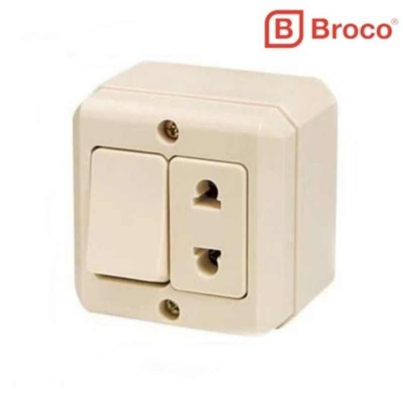 BROCO Stop Kontak + Saklar Tempel OB 15211