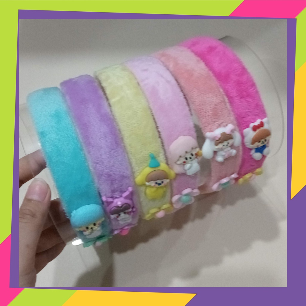 5125 / Bando bludru krakter sandrio / Bandana head anak lucu [ isi 1,3 dan 6pcs ]