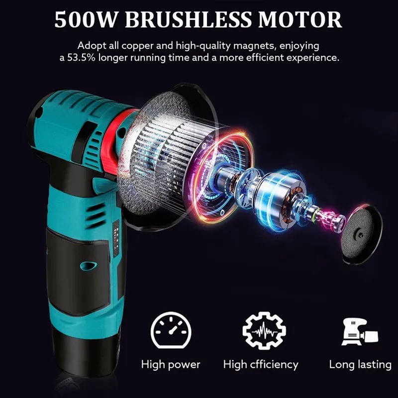 19500RPM Angle Grinder Mesin Gerinda Tangan Listrik Angle Grinder 12V Penggiling Sudut Tanpa Sikat Penggiling Sudut Portable Multifungsi Untuk Potong / Poles Ubin Keramik / Kayu DIY