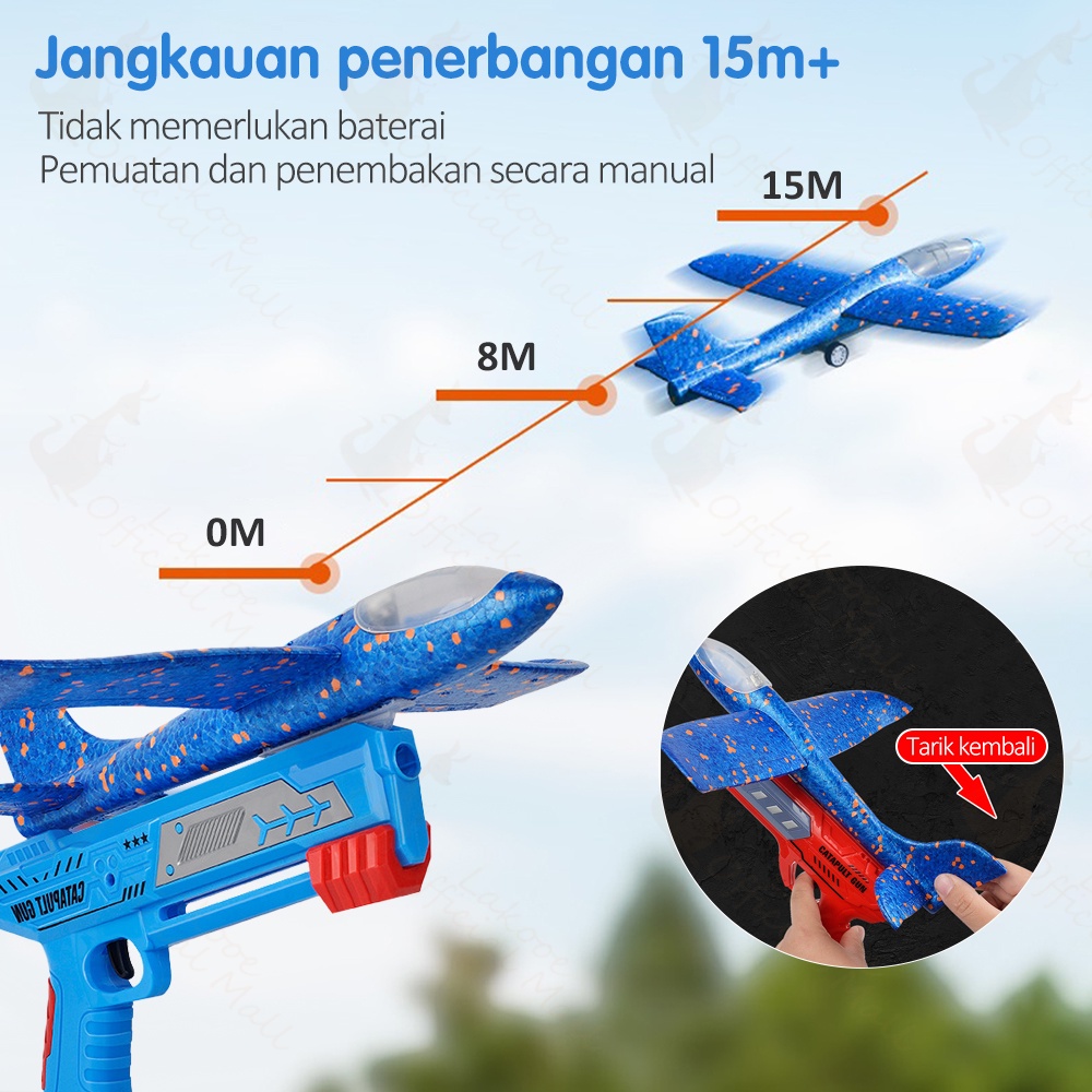 Lakooe Mainan edukasi anak pesawat terbang Mainan pistol tembak pesawat Shining flying airplane