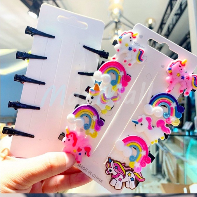 10in1 Jepit Rambut Anak Perempuan Lucu Jepitan Rambut Fashion Karakter Jepitan Hair Pin Gaya Korea Kids Unicorn Ice Cream Jepitan Rambut Anak Perempuan Korea