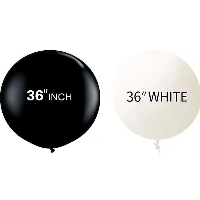 Balon Latex 36 inch Doff Jumbo 36" balloon hitam putih Bulat PER PCS