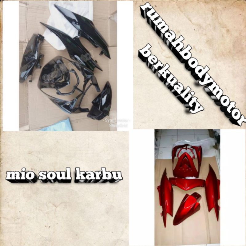 Yamaha Mio Soul lama/karbu cover Body halus full set mio soul karbu hitam,merah berkuality