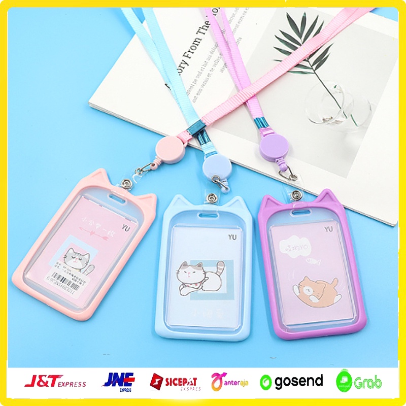 

Name Tag Lanyard Gantungan Kartu Motif Kuping / Id Card Holder Akses MRT Busway E-Money Bentuk Karakter Warna Pastel 100256
