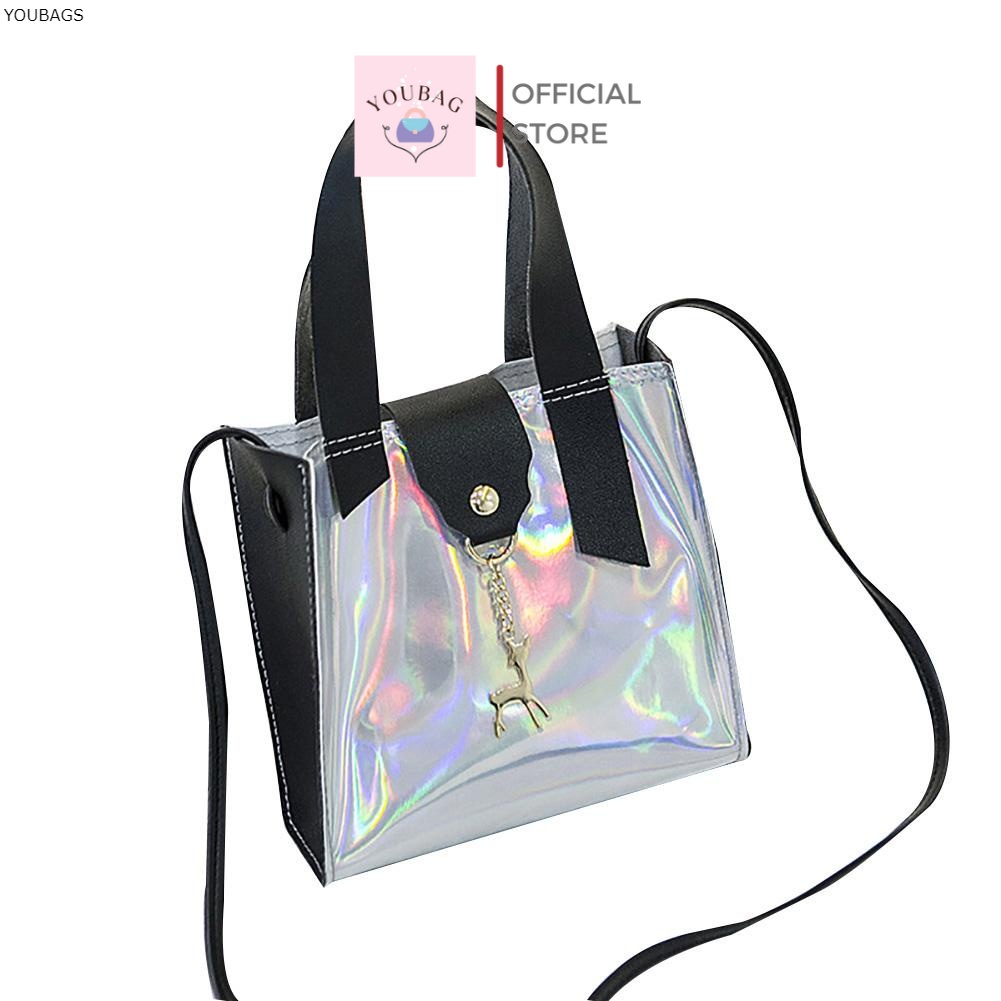 YBS Tote bag - pouch - tas tenteng mika gliter - hologram fashion termurah W-101