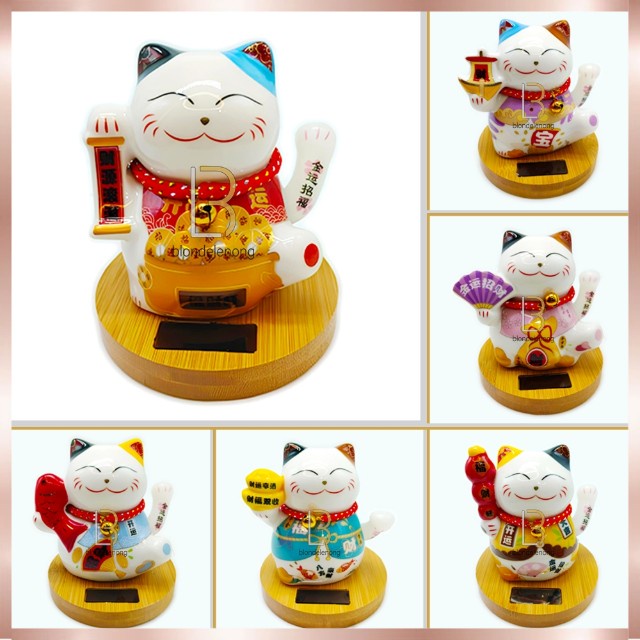 Patung Boneka Pajangan Kucing Hoki Lucky Cat Maneki Neko Rejeki Keberuntungan Jepang Solar Keramik