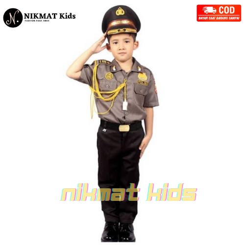 Topi polisi kostum topi polisi anak setelan karnaval pawai tk sd