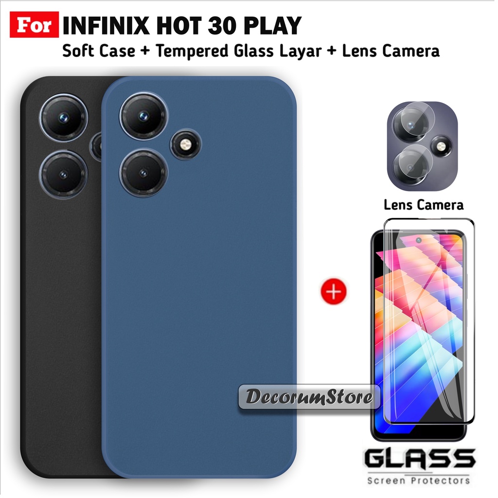 PROMO 3in1 Soft Case INFINIX HOT 30 PLAY NFC Matte Sandstone Free Screen Guar Dan Lens Camera Handphone