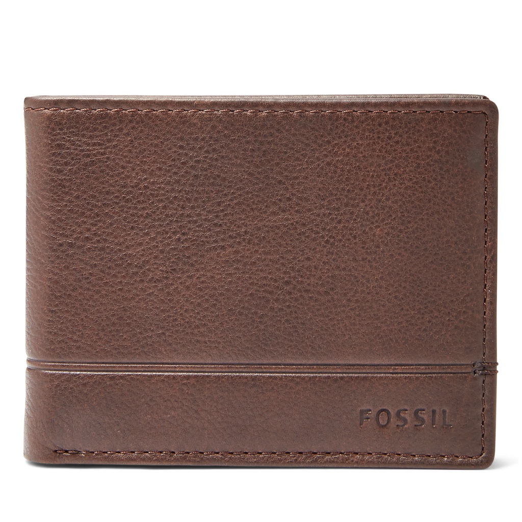 Fossil Brooks Flip ID Bifold Leather Brown Dompet Pria - SML1511-201