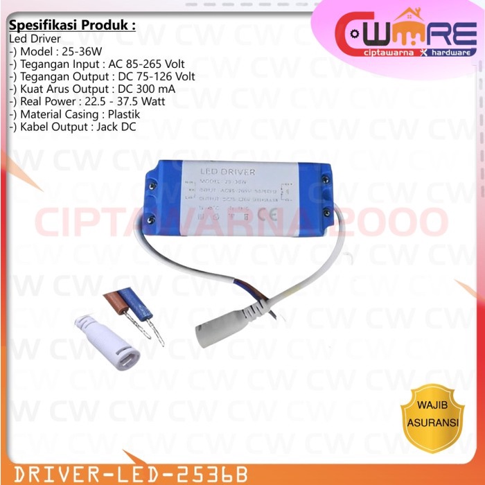 Led Driver downlight lamp 25-36 watt Driver lampu panel led DC Plug - CW2