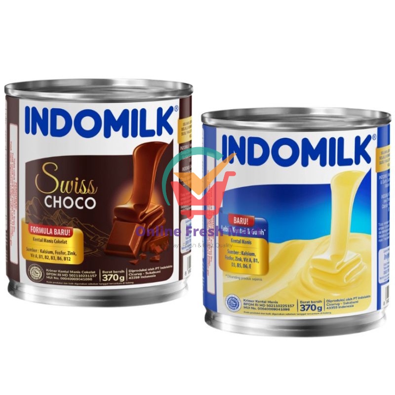 

(hanya instant) INDOMILK Krimer Kental Manis Putih Swiss Choco baru 370 g kaleng - Online Fresh Mart Denpasar