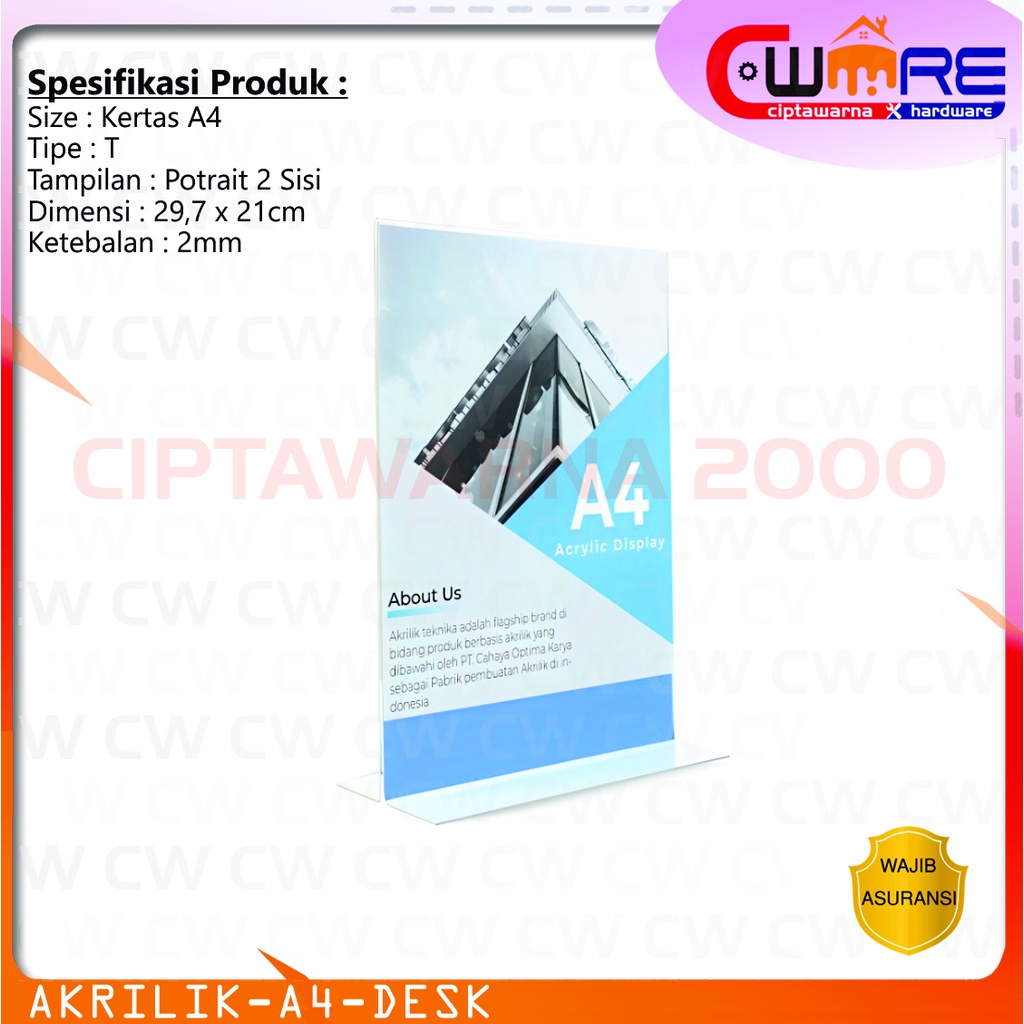 

Akrilik A4 Acrylic Papan Iklan Menu Kasir Usaha Kantor - Bening