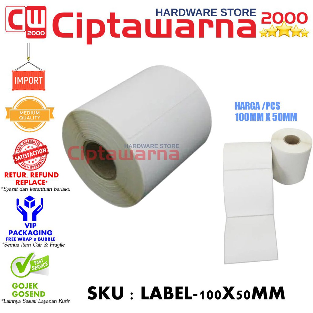

Label Semicode Ukuran 100mm X 50mm Core 1 Inch Isi 500 Pcs
