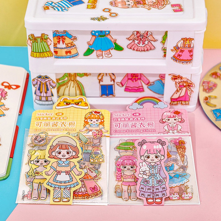 

STICKER DIY MOTIF KAWAII GIRL MAINAN BISA BONGKAR PASANG DRESS DAN AKSESORIS LG