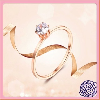 Cincin Xuping Wanita Mata Satu Berlian Gold Rosegold Model Tipis Elegan