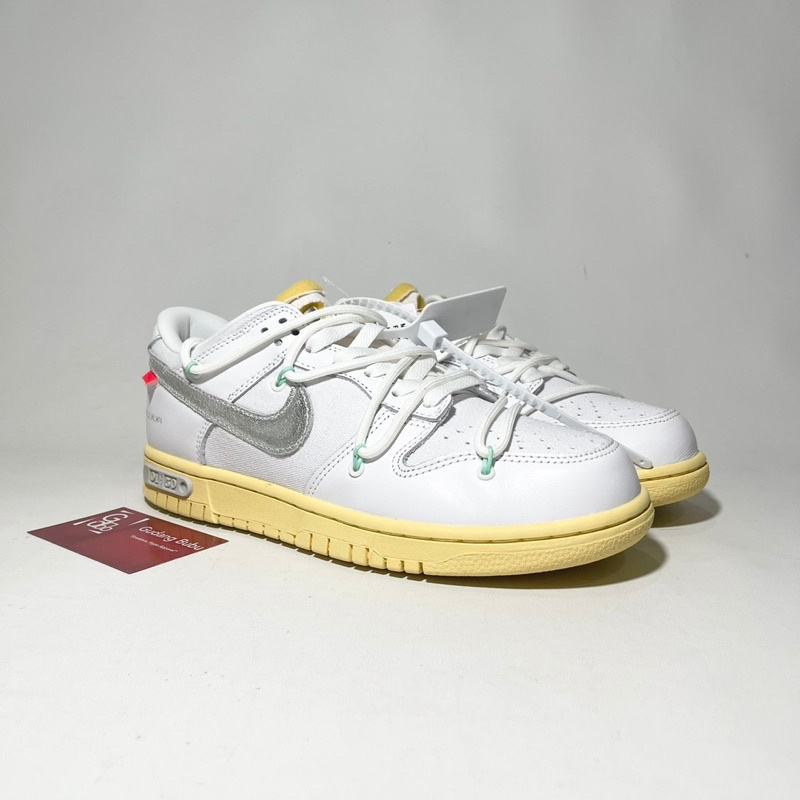 Sneakers Dunk Low x Offwhite Off White 1 Of 50 Lot 1 White Yellow 100% ORIGINAL MATERIAL Sepatu SKU9