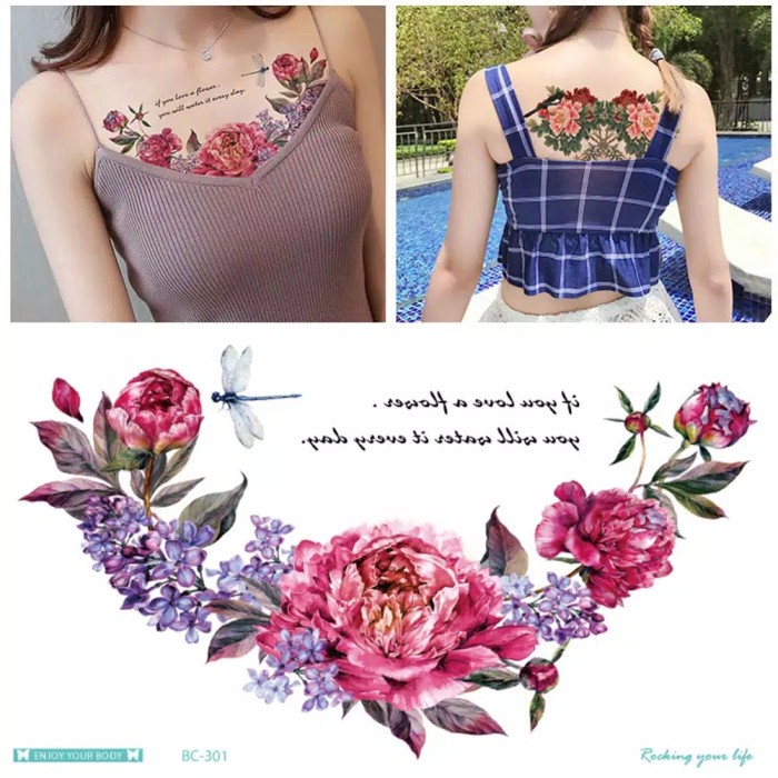 tato temporer tattoo temporary dada motif bunga