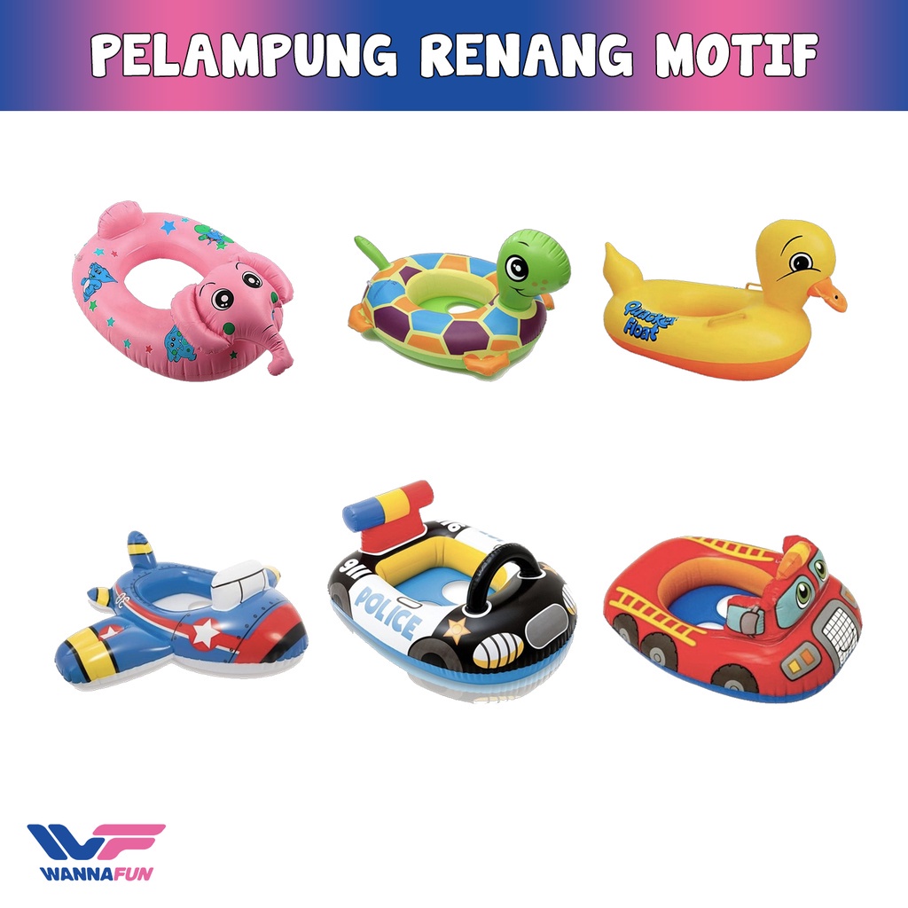 Ban Renang Anak Pelampung Karakter Wannafit Ban Berenang Leher Kaki Kartun Cincin