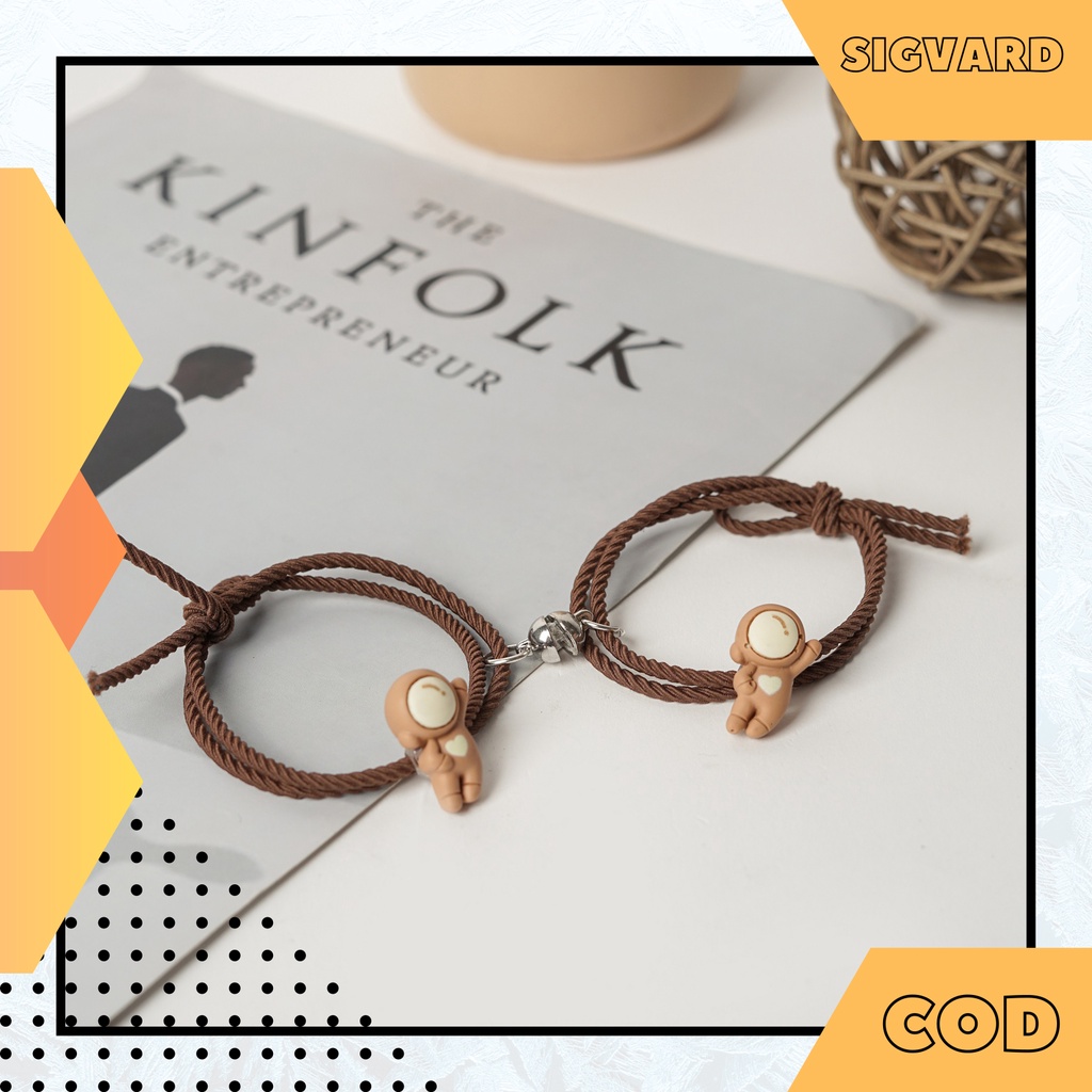 SIGVARDSTORE - Gelang couple pacar 2 pasang sahabat bestie motif Astronot magnet GLG05