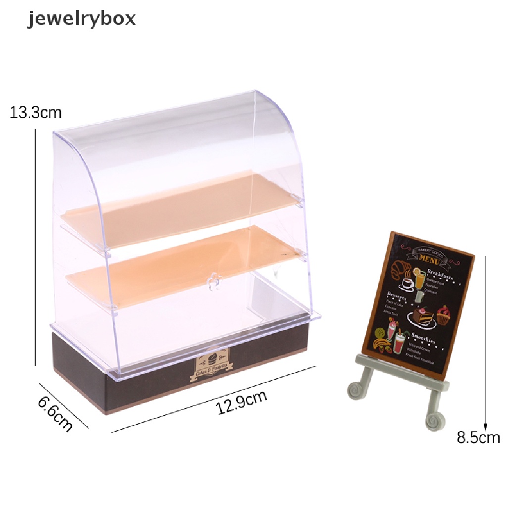 [jewelrybox] 1set 1: 12rumah Boneka Lemari Pajangan Kue Mini Papan Nama Stand Living Scene Decor Boutique