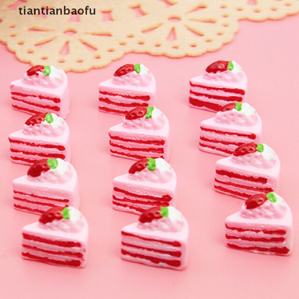 [tiantianbaofu] 10 Pcs DIY Baru Cabochons Kerajinan Bunga Segitiga Kue Resin Flatback Scrapbooking Butik