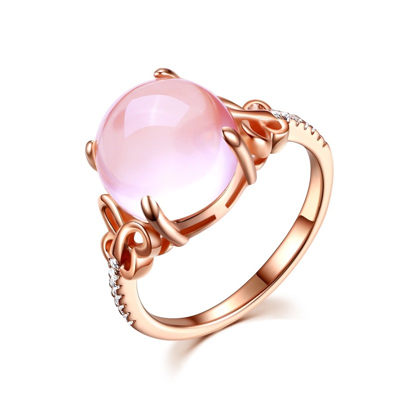 Goldkingdom Aksesoris Perhiasan Fashion Ready Stock Batu Bubuk Kristal Kupu-Kupu Cincin Rose Gold Wanita Cincin Jari Terbuka Cincin Perak