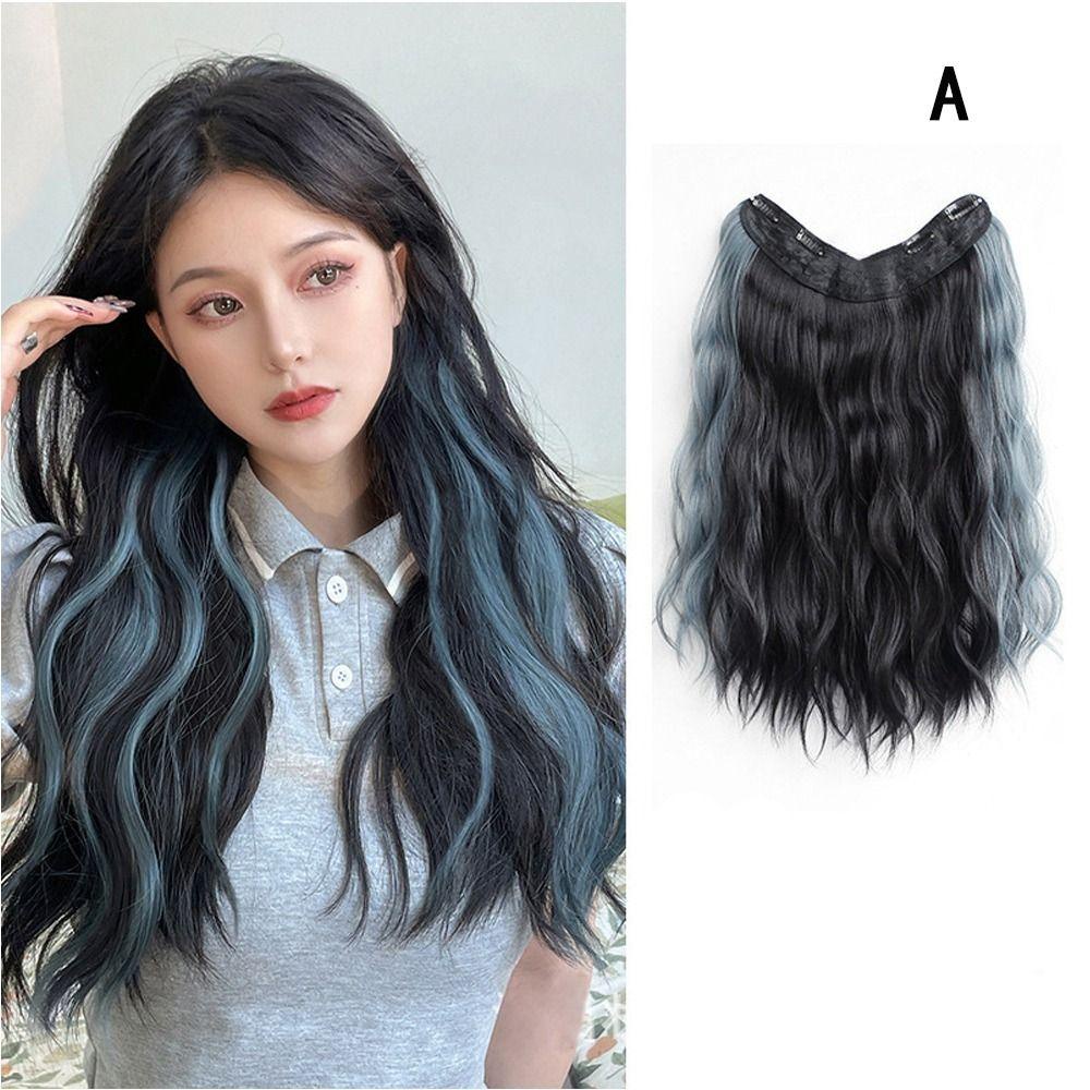 Lily Color Hanging Ear Wig Hair Dye Piece Curly Hair One-Piece Rambut Panjang Highlight Wig Piece