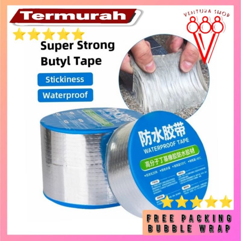 

Lakban Anti Bocor 3M 5M 10M Lem Anti Air Alumunium Foil Butyl Super